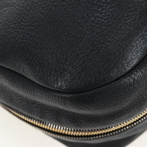 PRADA Shoulder Bag Vittero Dino Leather Black Gold Auth 194765M