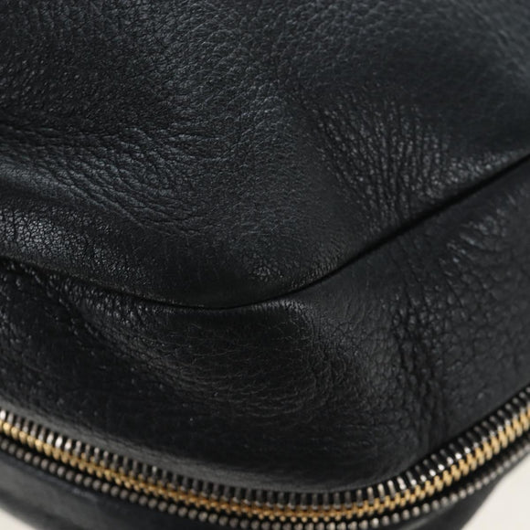 PRADA Shoulder Bag Vittero Dino Leather Black Gold Auth 194765M