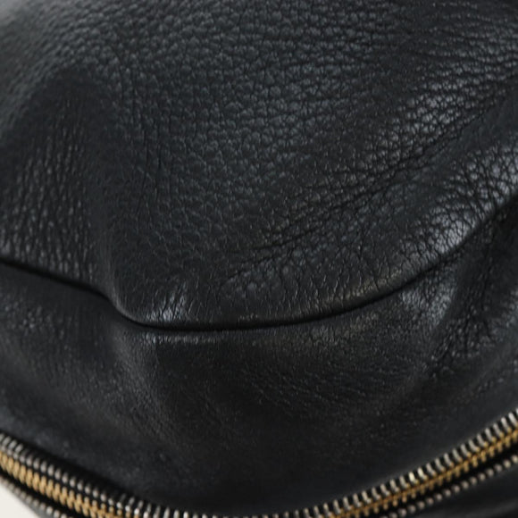 PRADA Shoulder Bag Vittero Dino Leather Black Gold Auth 194765M