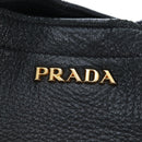 PRADA Shoulder Bag Vittero Dino Leather Black Gold Auth 194765M-21