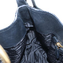 PRADA Shoulder Bag Vittero Dino Leather Black Gold Auth 194765M-23