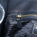 PRADA Shoulder Bag Vittero Dino Leather Black Gold Auth 194765M-25
