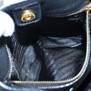 PRADA Shoulder Bag Vittero Dino Leather Black Gold Auth 194765M-26