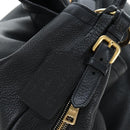 PRADA Shoulder Bag Vittero Dino Leather Black Gold Auth 194765M-27