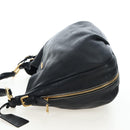 PRADA Shoulder Bag Vittero Dino Leather Black Gold Auth 194765M-4