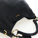 PRADA Shoulder Bag Vittero Dino Leather Black Gold Auth 194765M-14