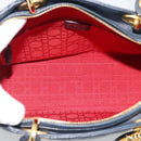 Christian Dior Lady Dior Canage Hand Bag Lamb Skin Black Gold Auth 194778V-17