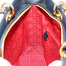 Christian Dior Lady Dior Canage Hand Bag Lamb Skin Black Gold Auth 194778V-19