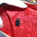 Christian Dior Lady Dior Canage Hand Bag Lamb Skin Black Gold Auth 194778V-20