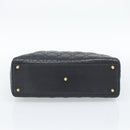 Christian Dior Lady Dior Canage Hand Bag Lamb Skin Black Gold Auth 194778V-9
