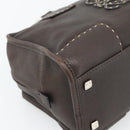 LOEWE Americana 28 Hand Bag Leather Dark Brown Silver Auth 194782SAM-17