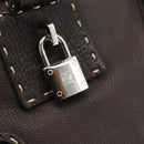 LOEWE Americana 28 Hand Bag Leather Dark Brown Silver Auth 194782SAM-19