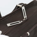 LOEWE Americana 28 Hand Bag Leather Dark Brown Silver Auth 194782SAM-20