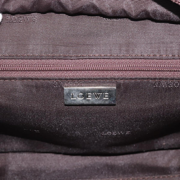 LOEWE Americana 28 Hand Bag Leather Dark Brown Silver Auth 194782SAM