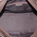 LOEWE Americana 28 Hand Bag Leather Dark Brown Silver Auth 194782SAM-10