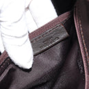 LOEWE Americana 28 Hand Bag Leather Dark Brown Silver Auth 194782SAM-11