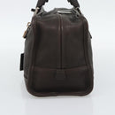 LOEWE Americana 28 Hand Bag Leather Dark Brown Silver Auth 194782SAM-4