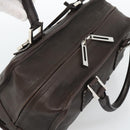 LOEWE Americana 28 Hand Bag Leather Dark Brown Silver Auth 194782SAM-6