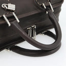 LOEWE Americana 28 Hand Bag Leather Dark Brown Silver Auth 194782SAM-7