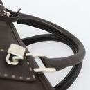 LOEWE Americana 28 Hand Bag Leather Dark Brown Silver Auth 194782SAM-14