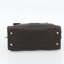 LOEWE Americana 28 Hand Bag Leather Dark Brown Silver Auth 194782SAM-5