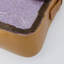 FENDI Mamma Baguette Shoulder Bag Leather Beads Purple Gold Auth 194784SM-16