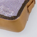FENDI Mamma Baguette Shoulder Bag Leather Beads Purple Gold Auth 194784SM-18