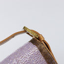 FENDI Mamma Baguette Shoulder Bag Leather Beads Purple Gold Auth 194784SM-20