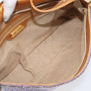 FENDI Mamma Baguette Shoulder Bag Leather Beads Purple Gold Auth 194784SM-10