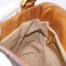 FENDI Mamma Baguette Shoulder Bag Leather Beads Purple Gold Auth 194784SM-25