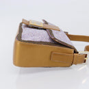 FENDI Mamma Baguette Shoulder Bag Leather Beads Purple Gold Auth 194784SM-3