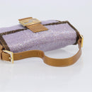 FENDI Mamma Baguette Shoulder Bag Leather Beads Purple Gold Auth 194784SM-6
