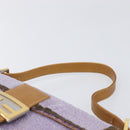 FENDI Mamma Baguette Shoulder Bag Leather Beads Purple Gold Auth 194784SM-15
