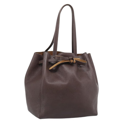 CELINE Cabas Phantom Tote Bag Leather Brown Gold Auth 194831A