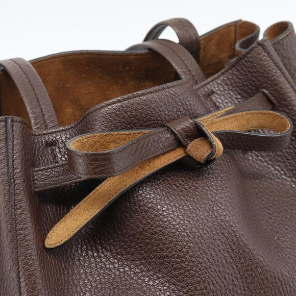 CELINE Cabas Phantom Tote Bag Leather Brown Gold Auth 194831A