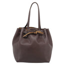CELINE Cabas Phantom Tote Bag Leather Brown Gold Auth 194831A-2