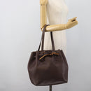 CELINE Cabas Phantom Tote Bag Leather Brown Gold Auth 194831A-22