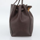 CELINE Cabas Phantom Tote Bag Leather Brown Gold Auth 194831A-4
