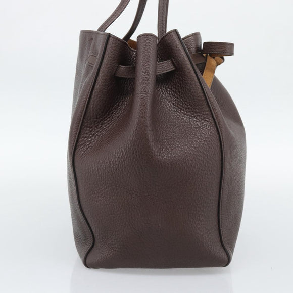CELINE Cabas Phantom Tote Bag Leather Brown Gold Auth 194831A