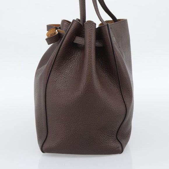 CELINE Cabas Phantom Tote Bag Leather Brown Gold Auth 194831A