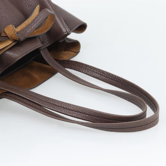 CELINE Cabas Phantom Tote Bag Leather Brown Gold Auth 194831A