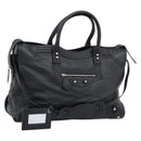 BALENCIAGA Neo Classic City Hand Bag Leather 2way Black Silver Auth 194832SAM-1
