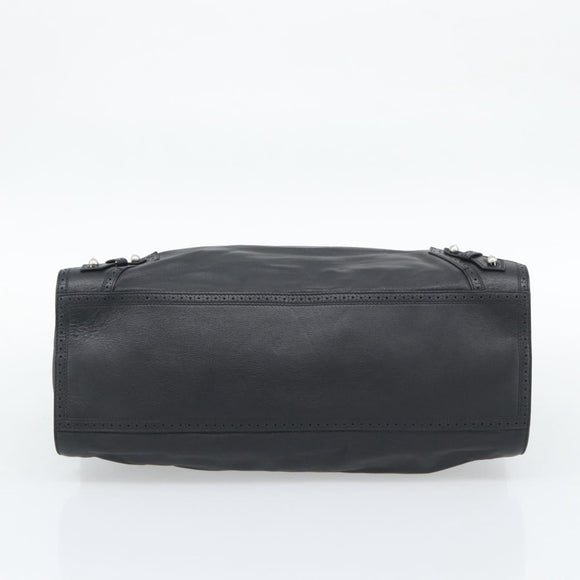 BALENCIAGA Neo Classic City Hand Bag Leather 2way Black Silver Auth 194832SAM
