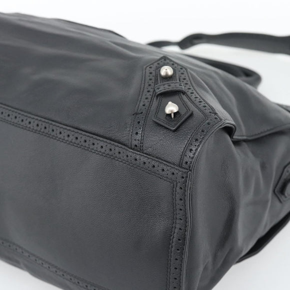 BALENCIAGA Neo Classic City Hand Bag Leather 2way Black Silver Auth 194832SAM