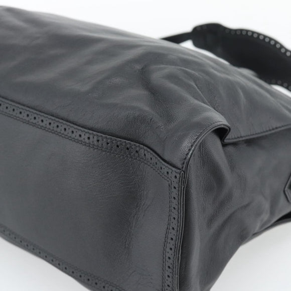 BALENCIAGA Neo Classic City Hand Bag Leather 2way Black Silver Auth 194832SAM