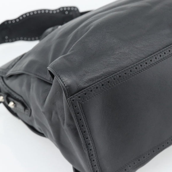 BALENCIAGA Neo Classic City Hand Bag Leather 2way Black Silver Auth 194832SAM