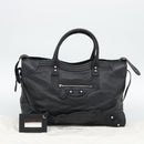 BALENCIAGA Neo Classic City Hand Bag Leather 2way Black Silver Auth 194832SAM-28