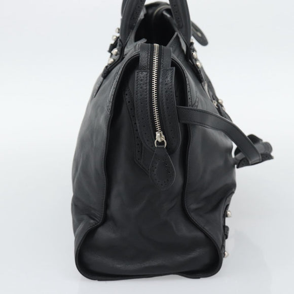 BALENCIAGA Neo Classic City Hand Bag Leather 2way Black Silver Auth 194832SAM