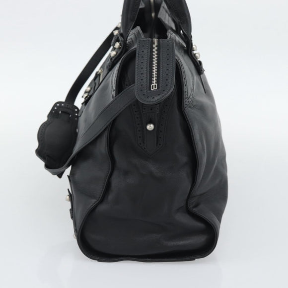 BALENCIAGA Neo Classic City Hand Bag Leather 2way Black Silver Auth 194832SAM