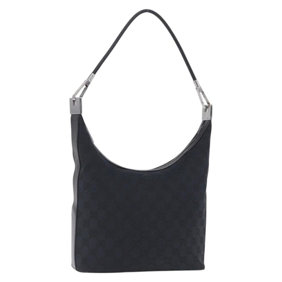 GUCCI GG Canvas Shoulder Bag Black Silver 001 3814 Auth 194836V